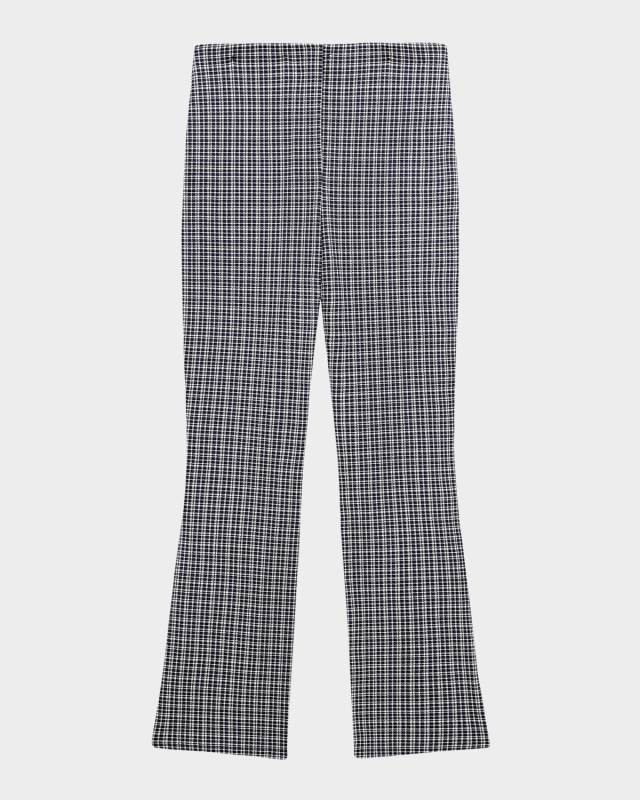 Plaid High-Rise Kick-Flare Pants
